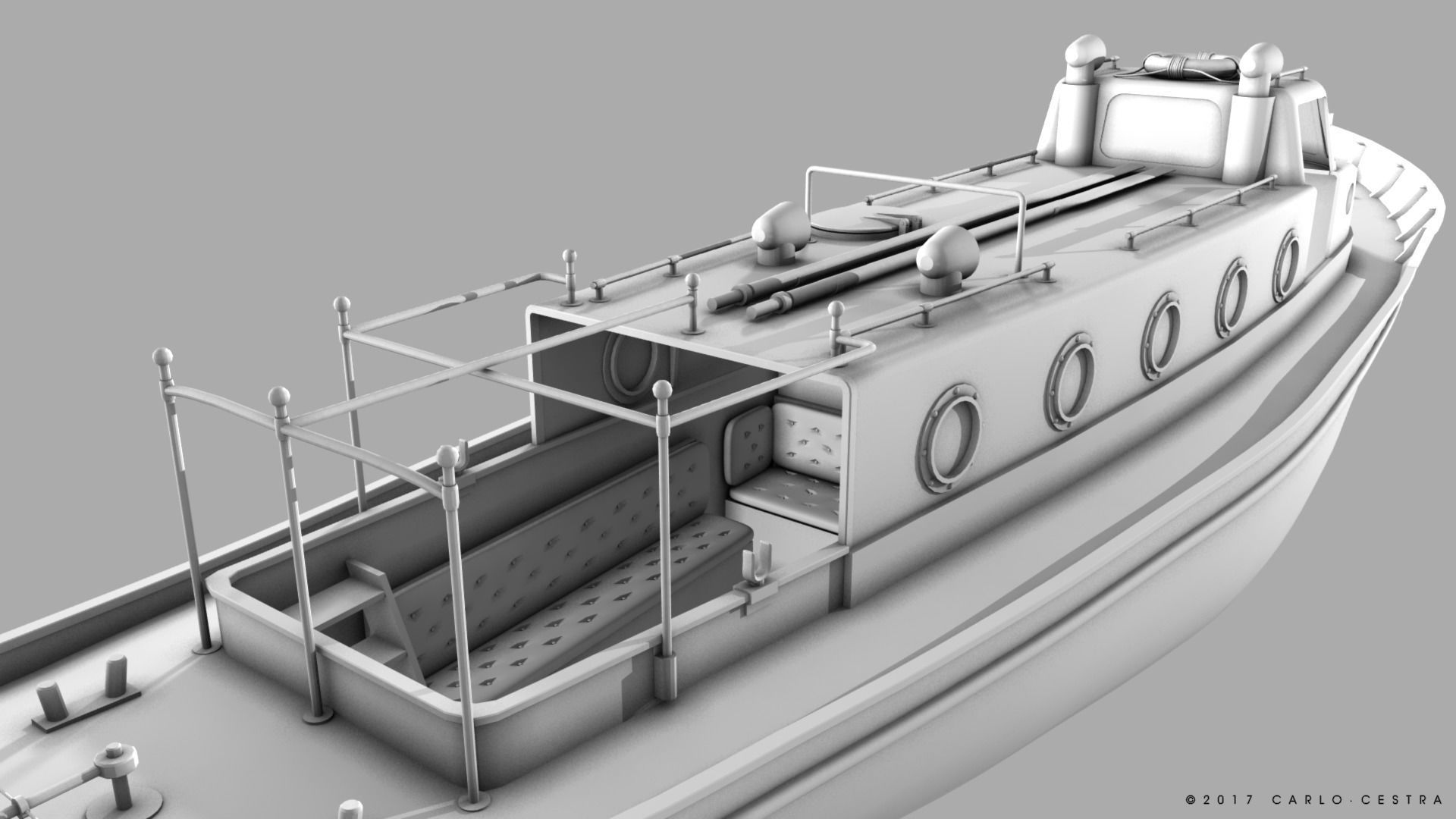 Motorboat WW2 Italian Navy Low-poly 3D model_18