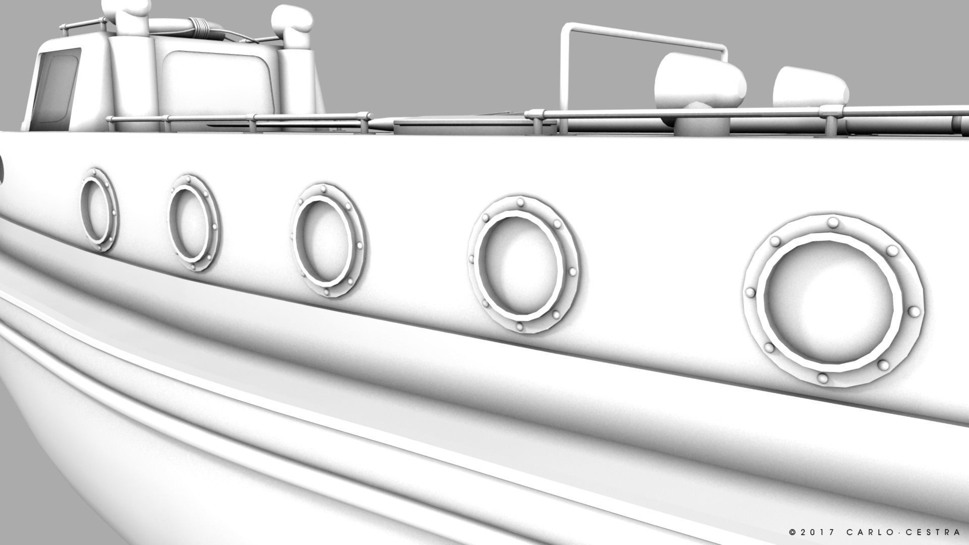 Motorboat WW2 Italian Navy Low-poly 3D model_19