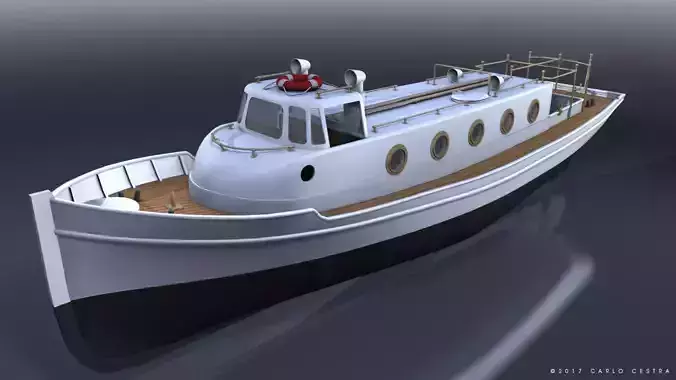 Motorboat WW2 Italian Navy Low-poly 3D model Motorboat WW2 Italian Navy Low-poly 3D model