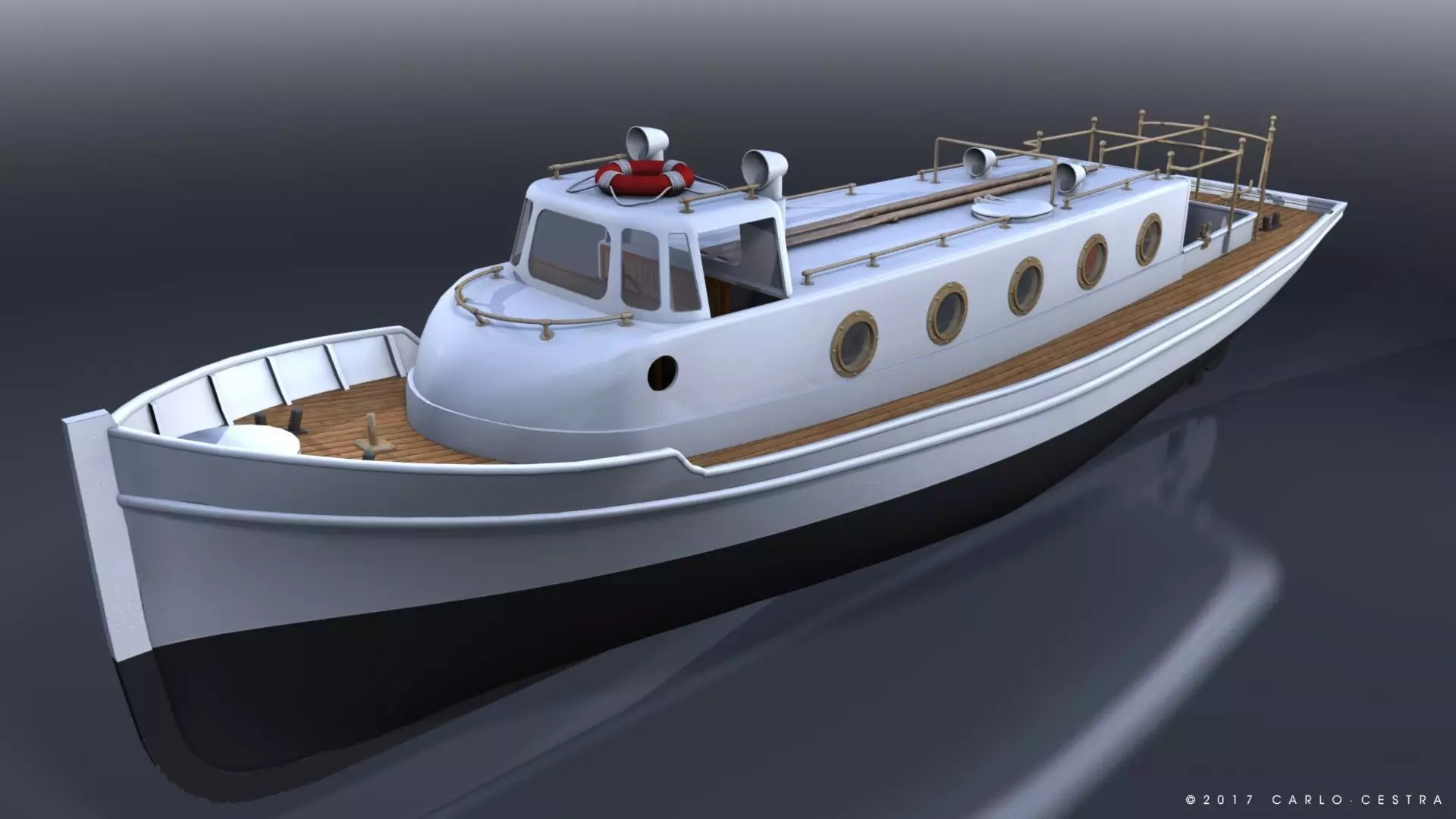 Motorboat WW2 Italian Navy Low-poly 3D model_0