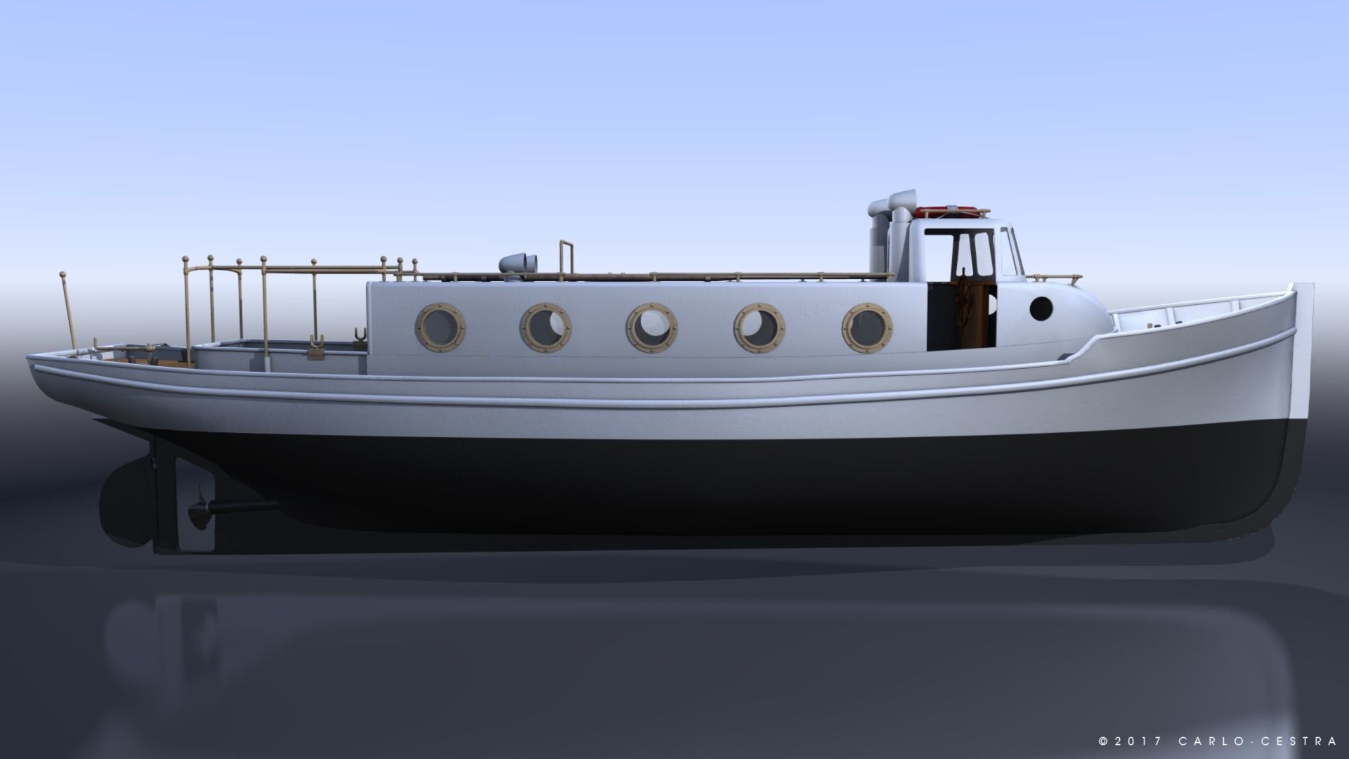 Motorboat WW2 Italian Navy Low-poly 3D model_3