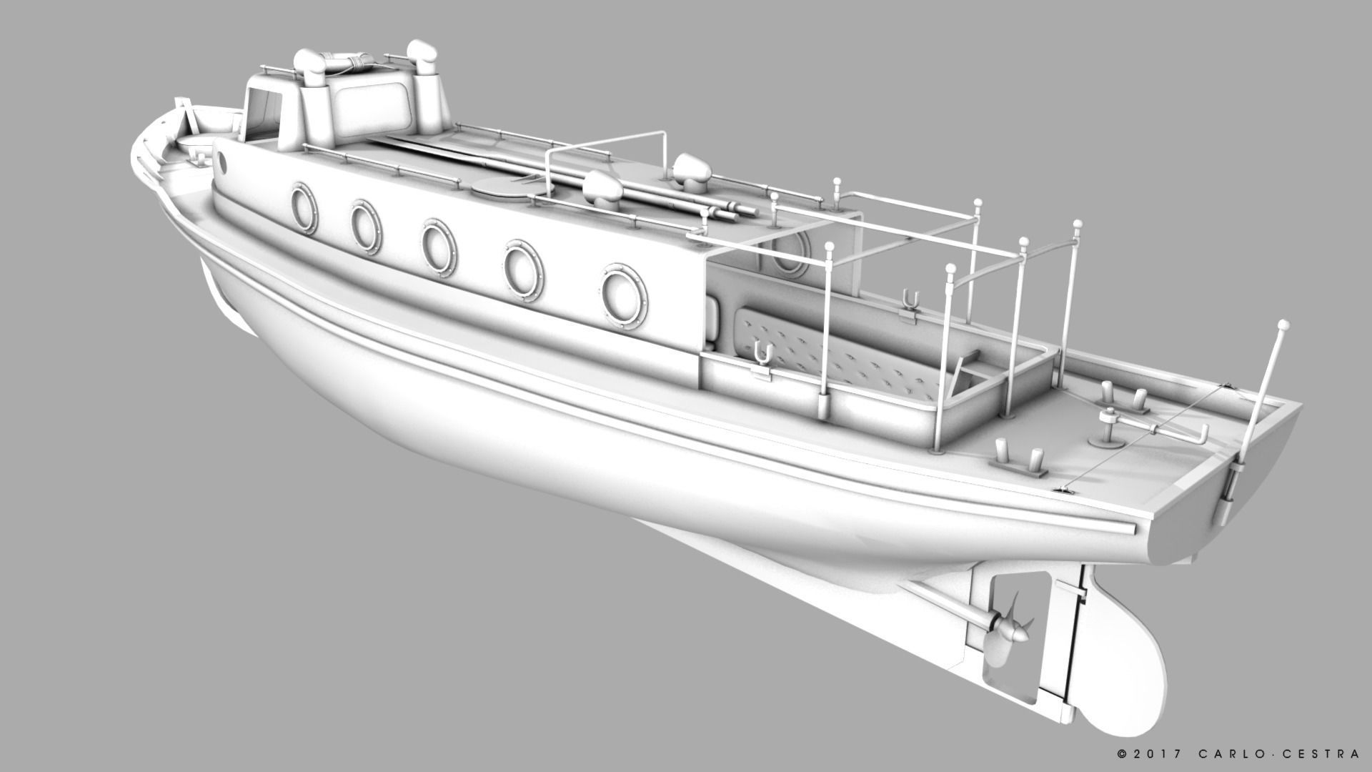 Motorboat WW2 Italian Navy Low-poly 3D model_16