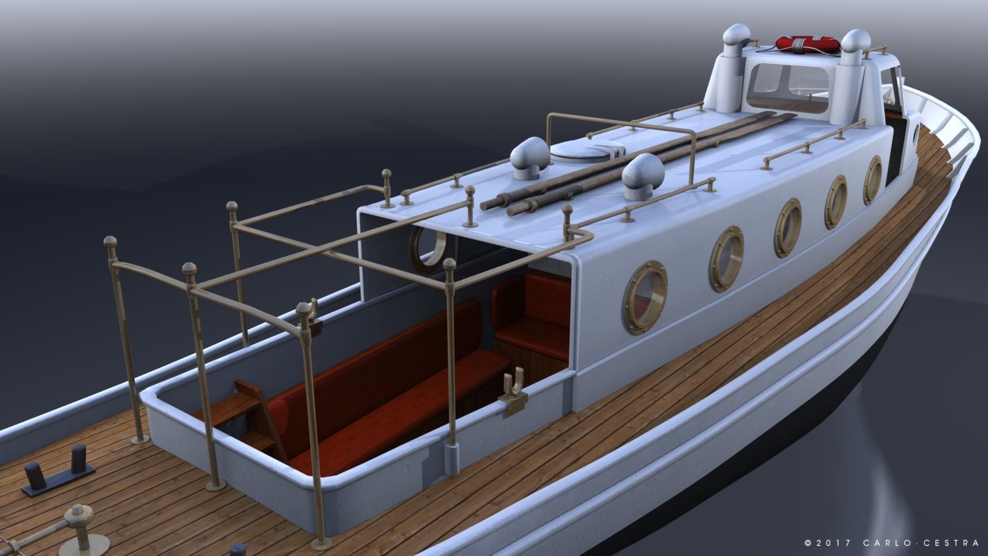Motorboat WW2 Italian Navy Low-poly 3D model_5