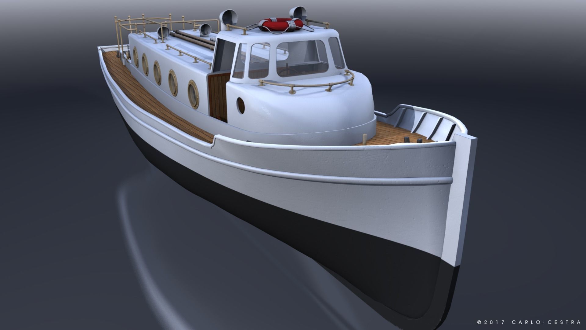 Motorboat WW2 Italian Navy Low-poly 3D model_1