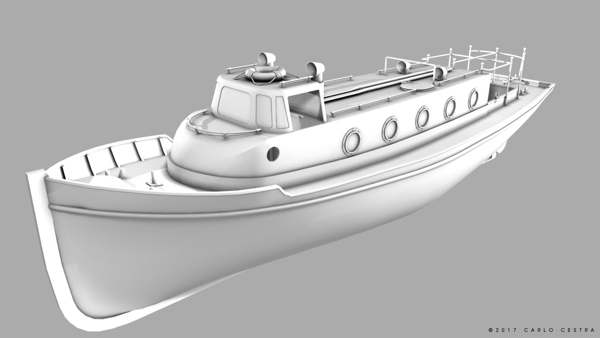 Motorboat WW2 Italian Navy Low-poly 3D model_12