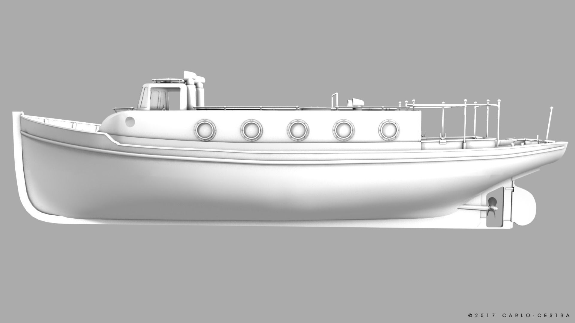 Motorboat WW2 Italian Navy Low-poly 3D model_15