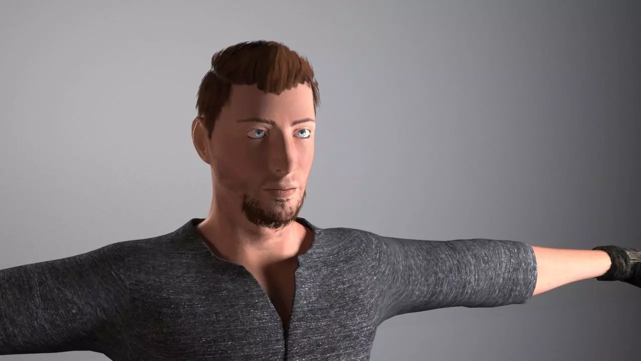 simple man - Character Design with material Free 3D model_0