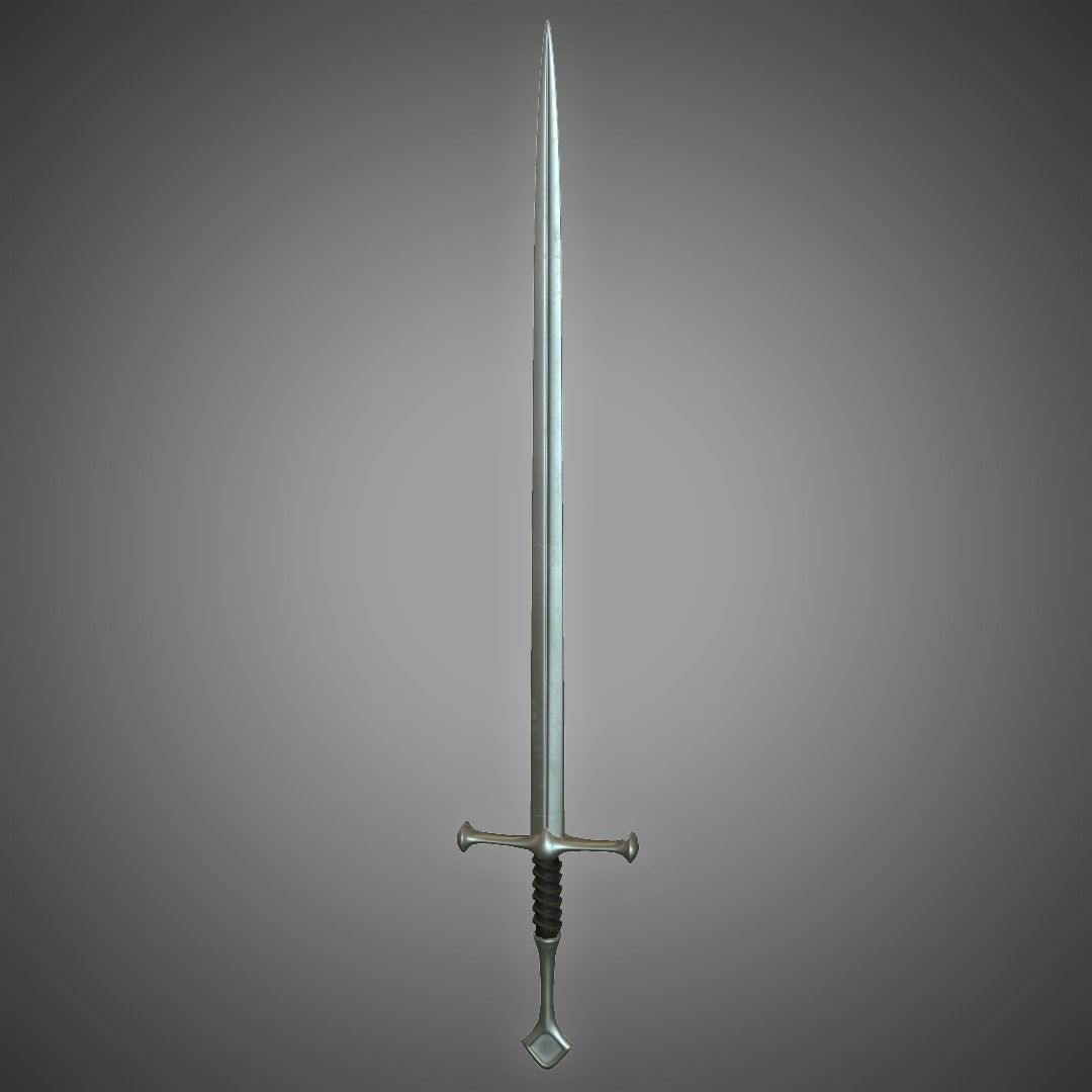 Long Sword Low-poly 3D model_1