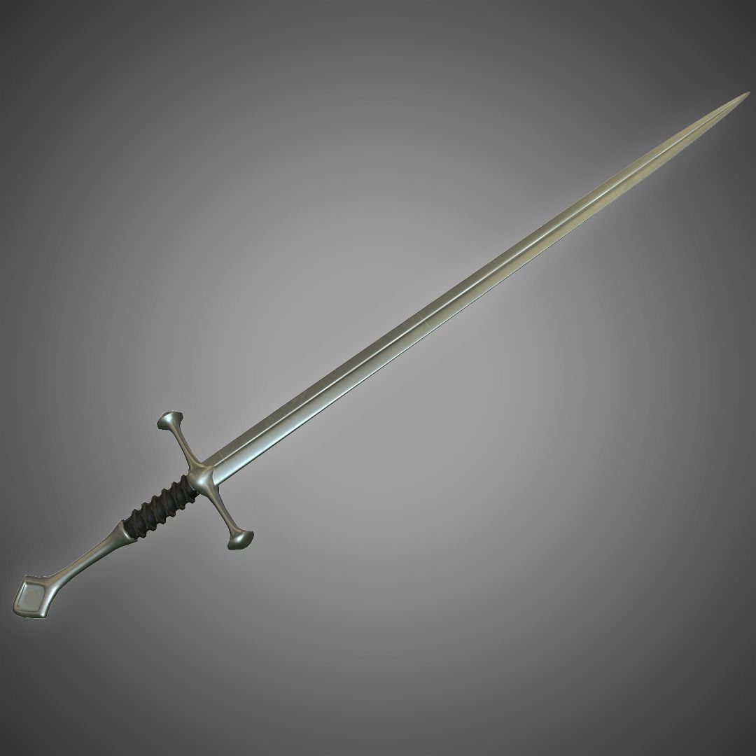 Long Sword Low-poly 3D model_2