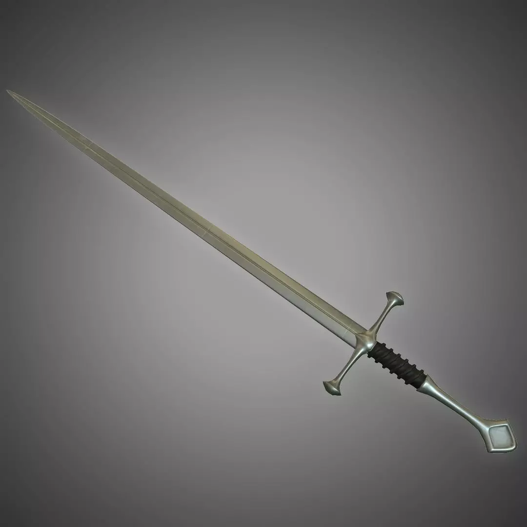 Long Sword Low-poly 3D model_0