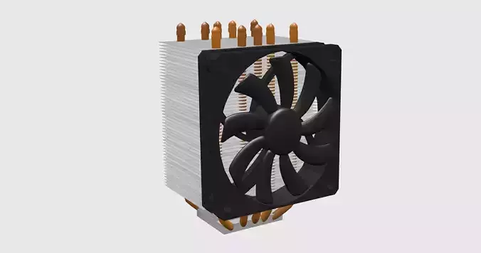 Cpu Cooler Original Size and Animation Low-poly 3D model