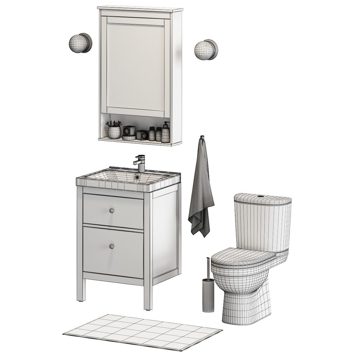 Bathroom Set toilet 3D model_4