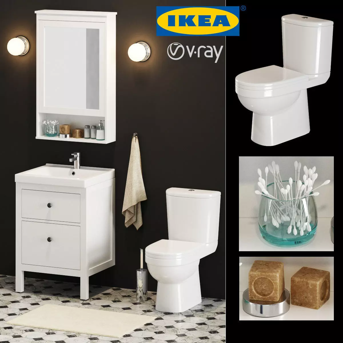 Bathroom Set toilet 3D model_0
