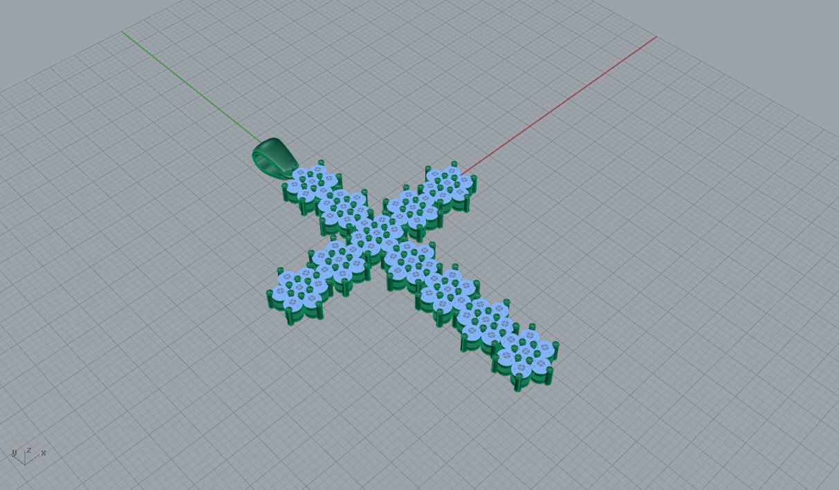 cross made of flowers 3D print model_2