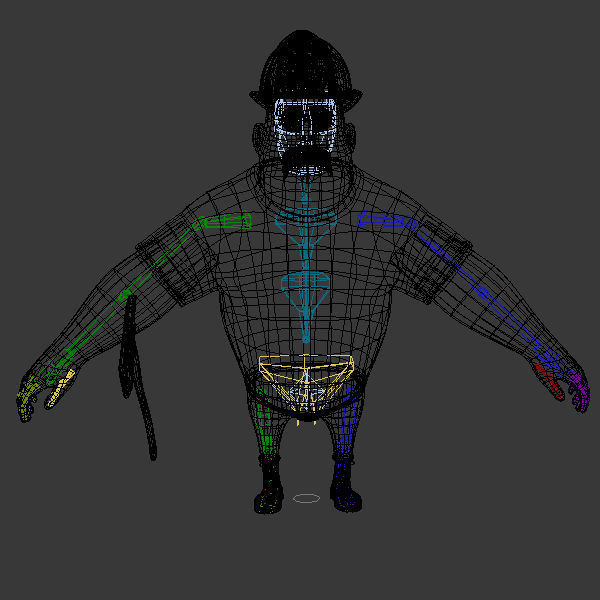 Fireman Cartoon Rigged 3D model_5