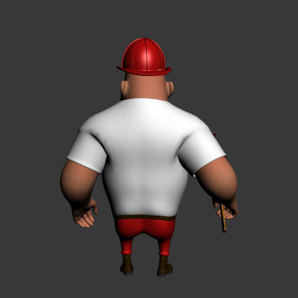 Fireman Cartoon Rigged 3D model_4
