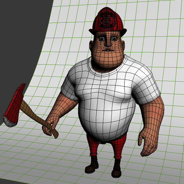 Fireman Cartoon Rigged 3D model_10