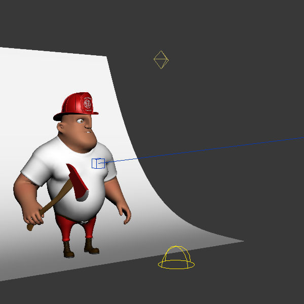 Fireman Cartoon Rigged 3D model_1