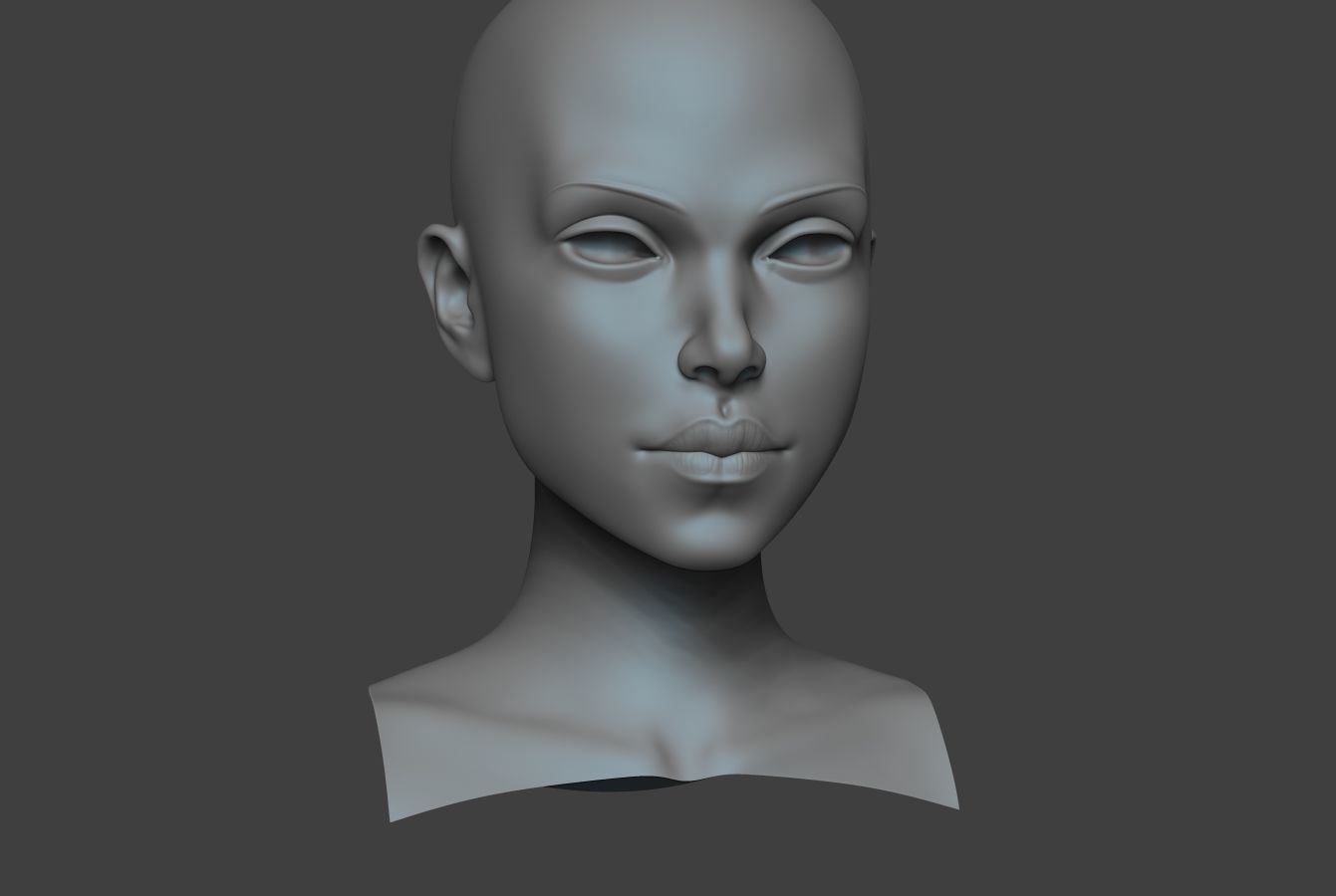 Female Bust Low-poly 3D model_6