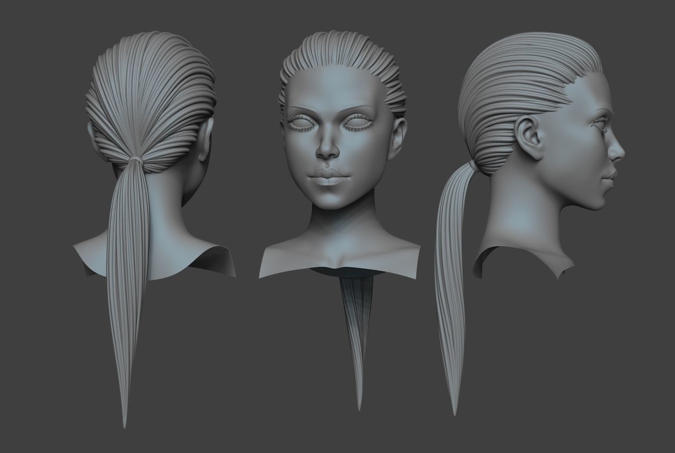 Female Bust Low-poly 3D model_1