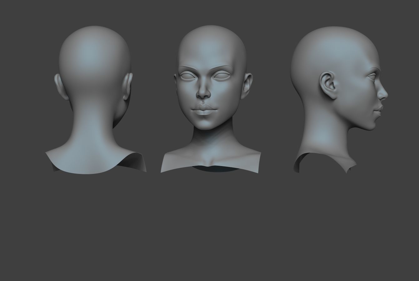 Female Bust Low-poly 3D model_3