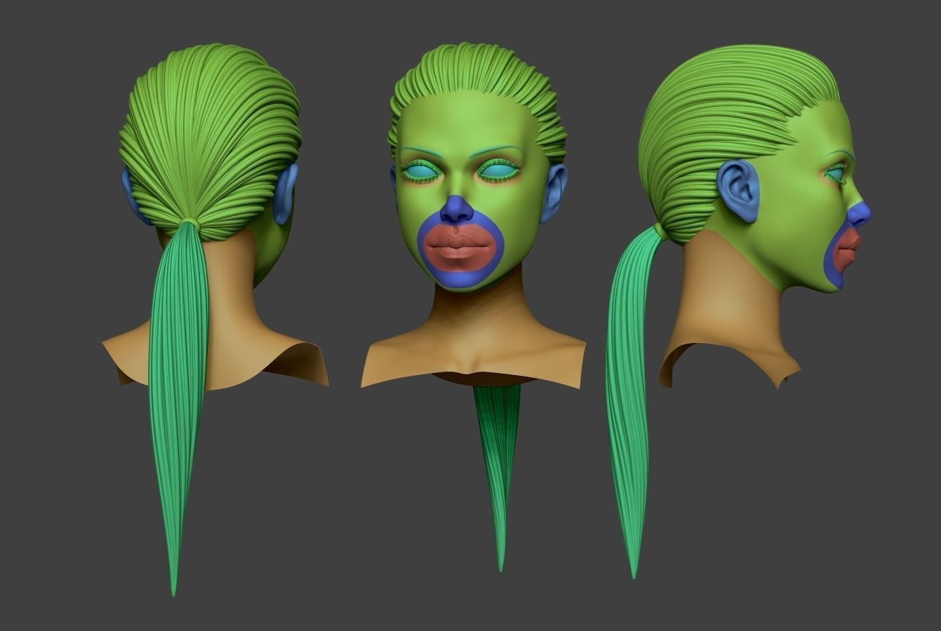 Female Bust Low-poly 3D model_2