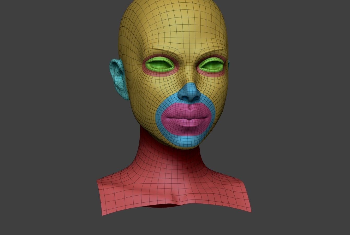 Female Bust Low-poly 3D model_4