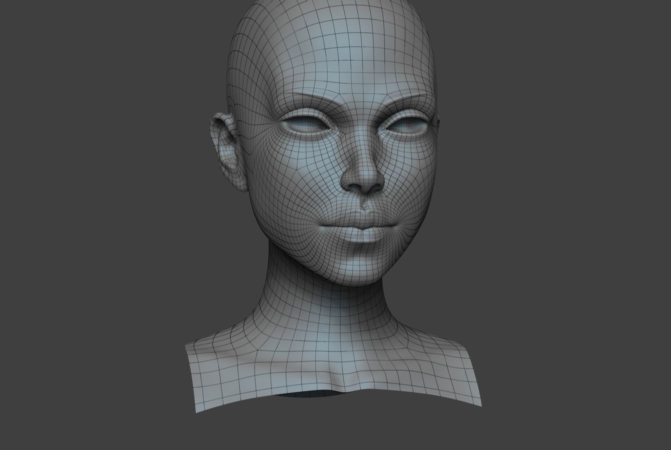 Female Bust Low-poly 3D model_5