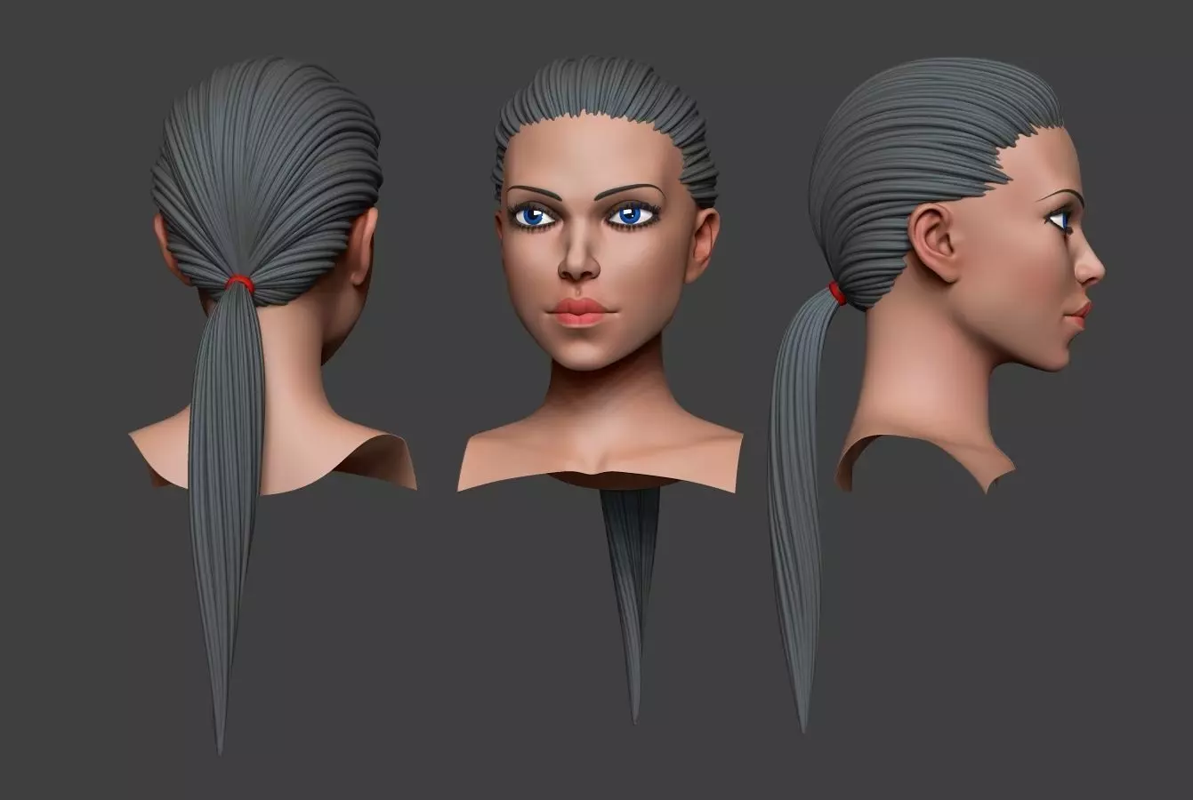 Female Bust Low-poly 3D model_0