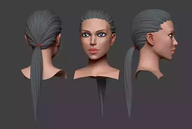 Female Bust Low-poly 3D model Female Bust Low-poly 3D model