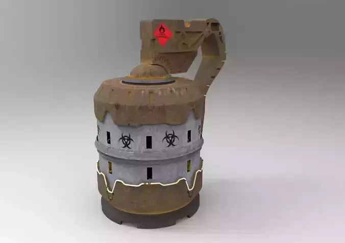 Green Yellow High Poly Grenade