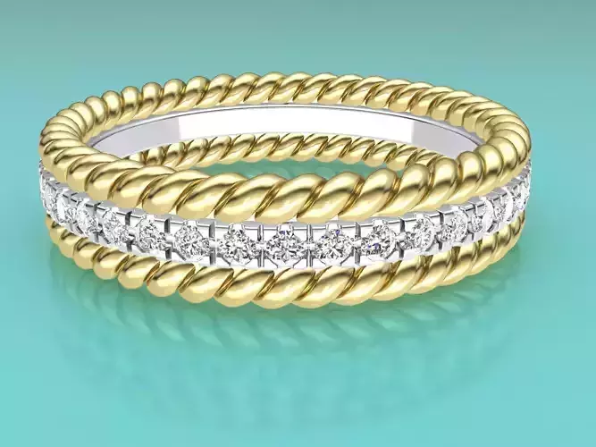 Tiffany two rope wedding ring band 19mm with small diamonds