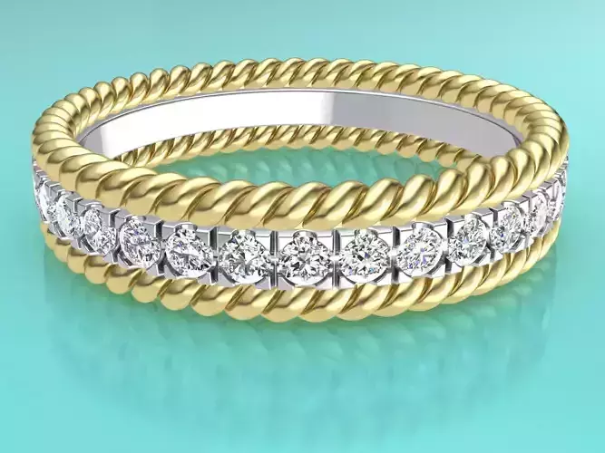 Tiffany two rope wedding ring band 22mm with medium diamonds