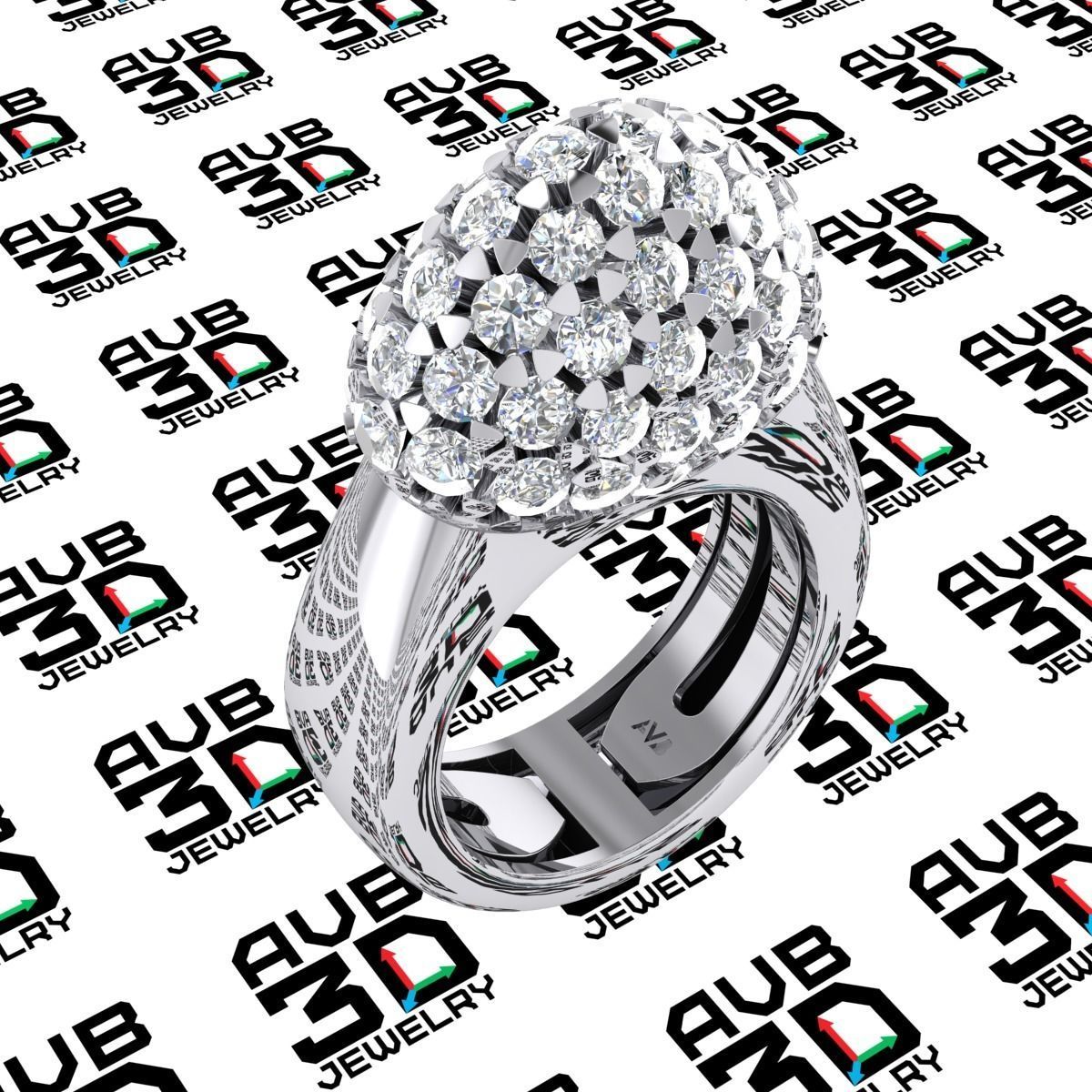 Fashion berry jewelry printable engagement diamond ring 3D print model_1
