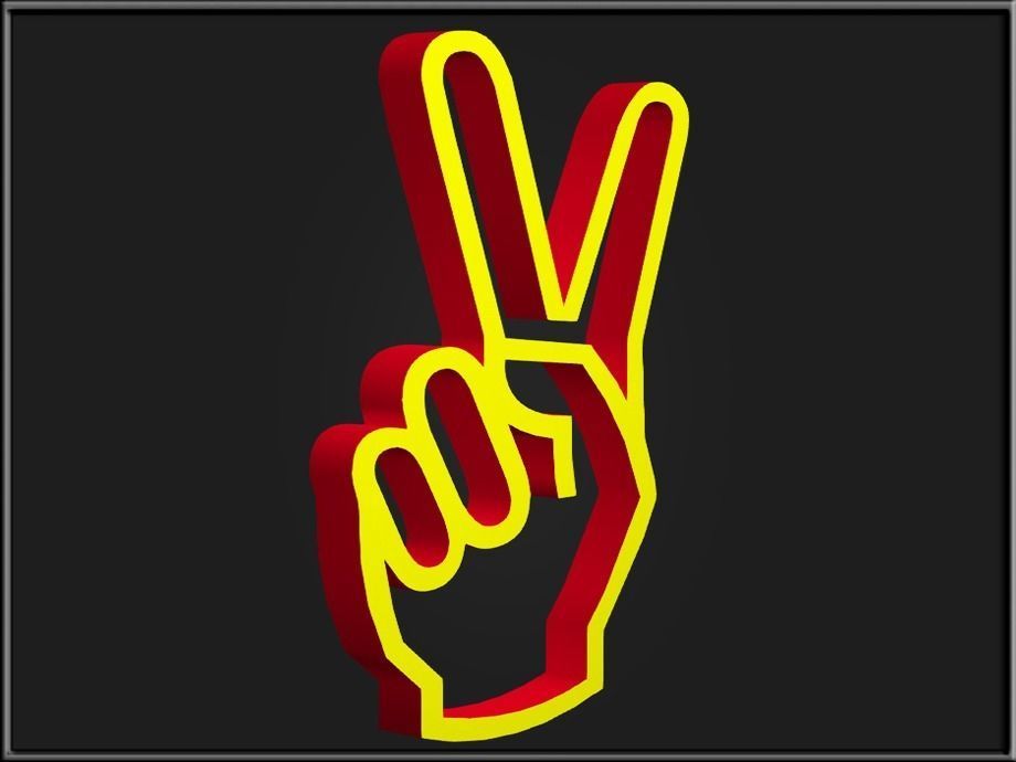 Scissors Hand Sign Low-poly 3D model_1