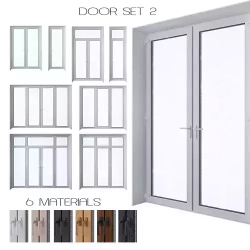 Door Set 2 aluminium sliding patio doors 3D model