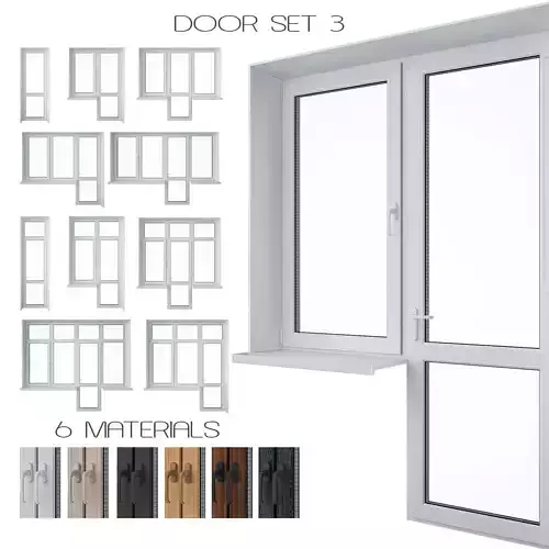 Door Set 3 different window materials