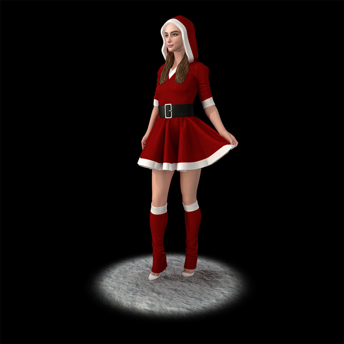 Santa girl cute 3D print model_18