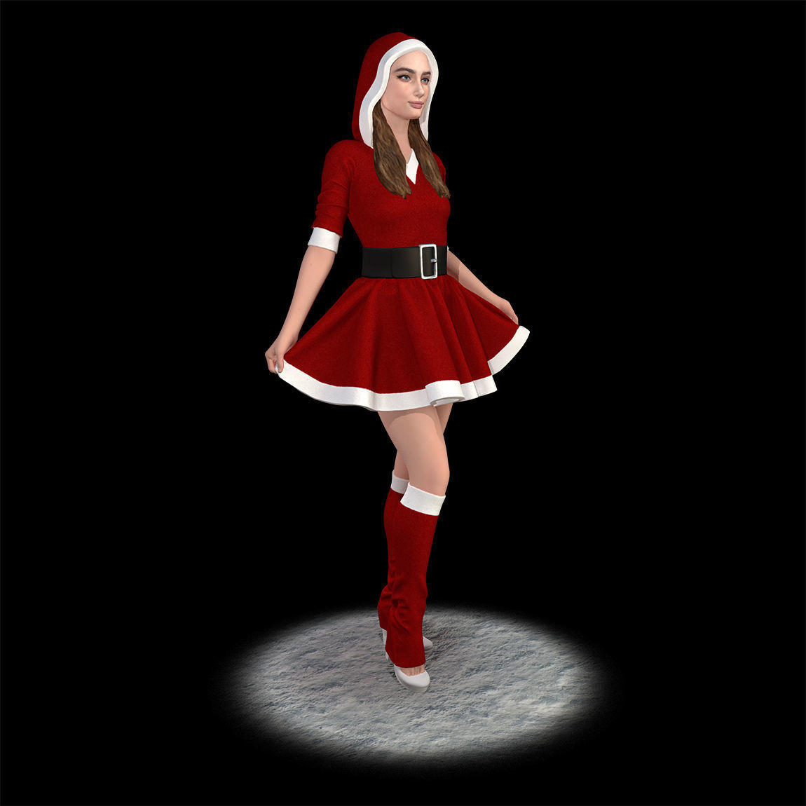 Santa girl cute 3D print model_23