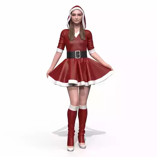 Santa girl cute 3D print model Santa girl cute 3D print model