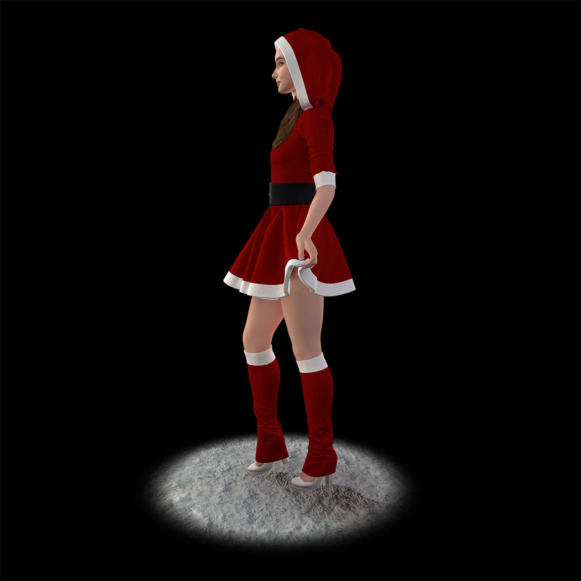 Santa girl cute 3D print model_19