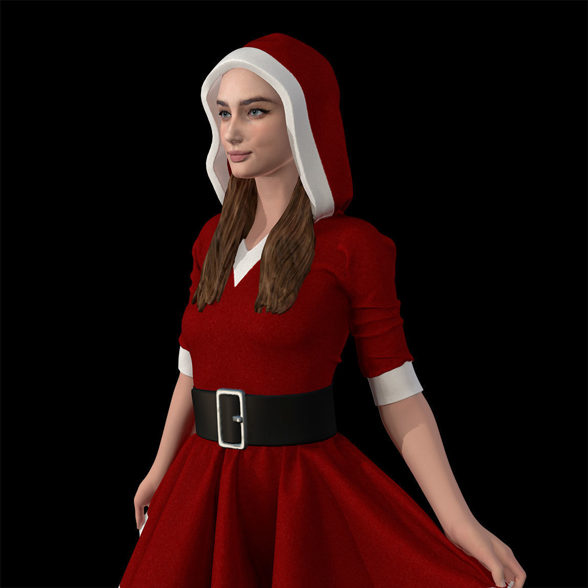 Santa girl cute 3D print model_26