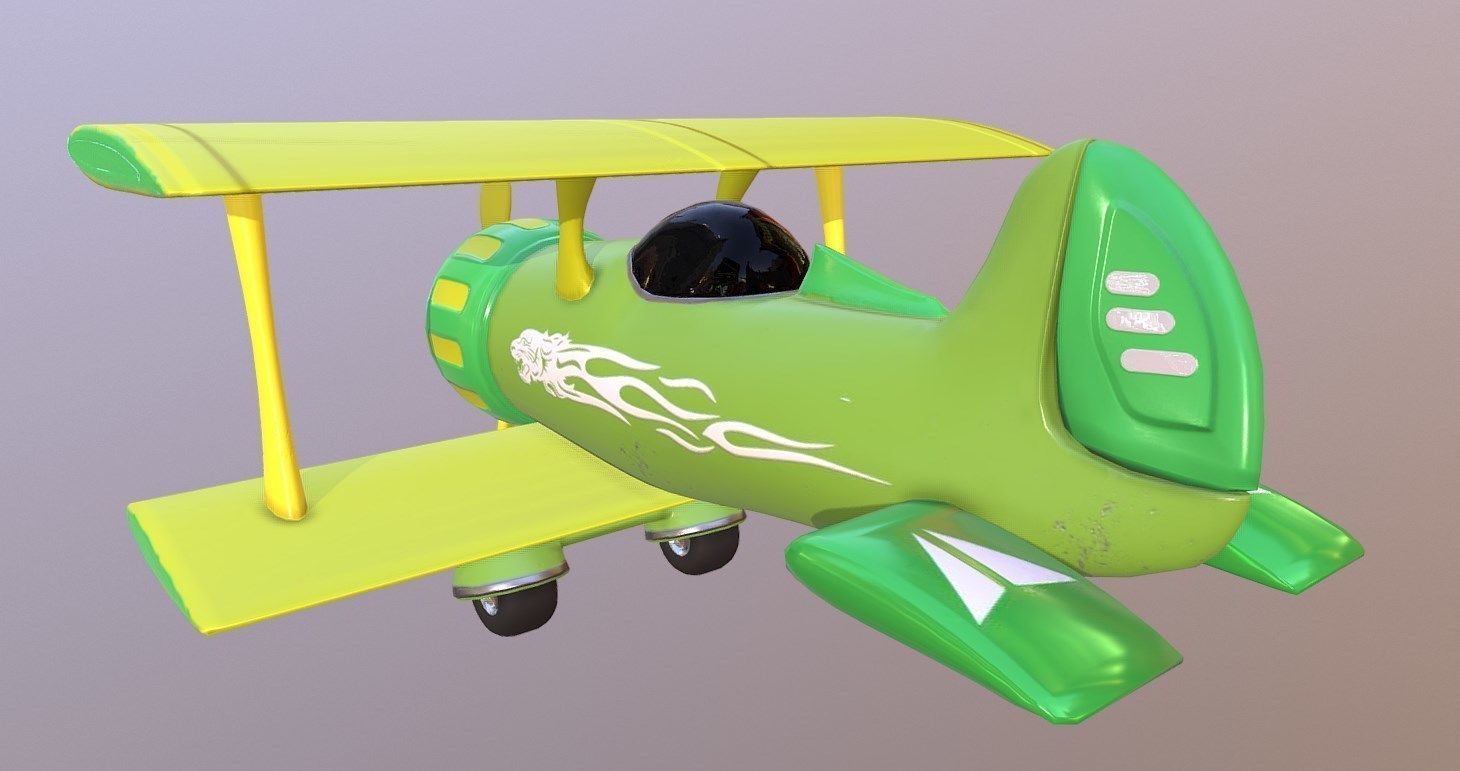 Fantasy Airplane Low-poly 3D model_1