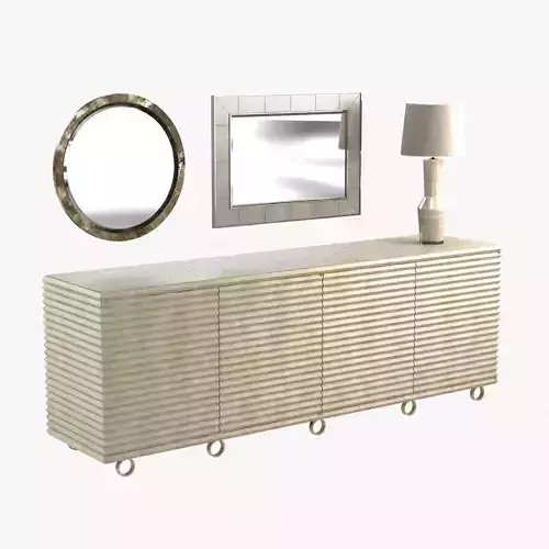 alta table lamp and  merrick and albert mirror and storm cabinet 3D model