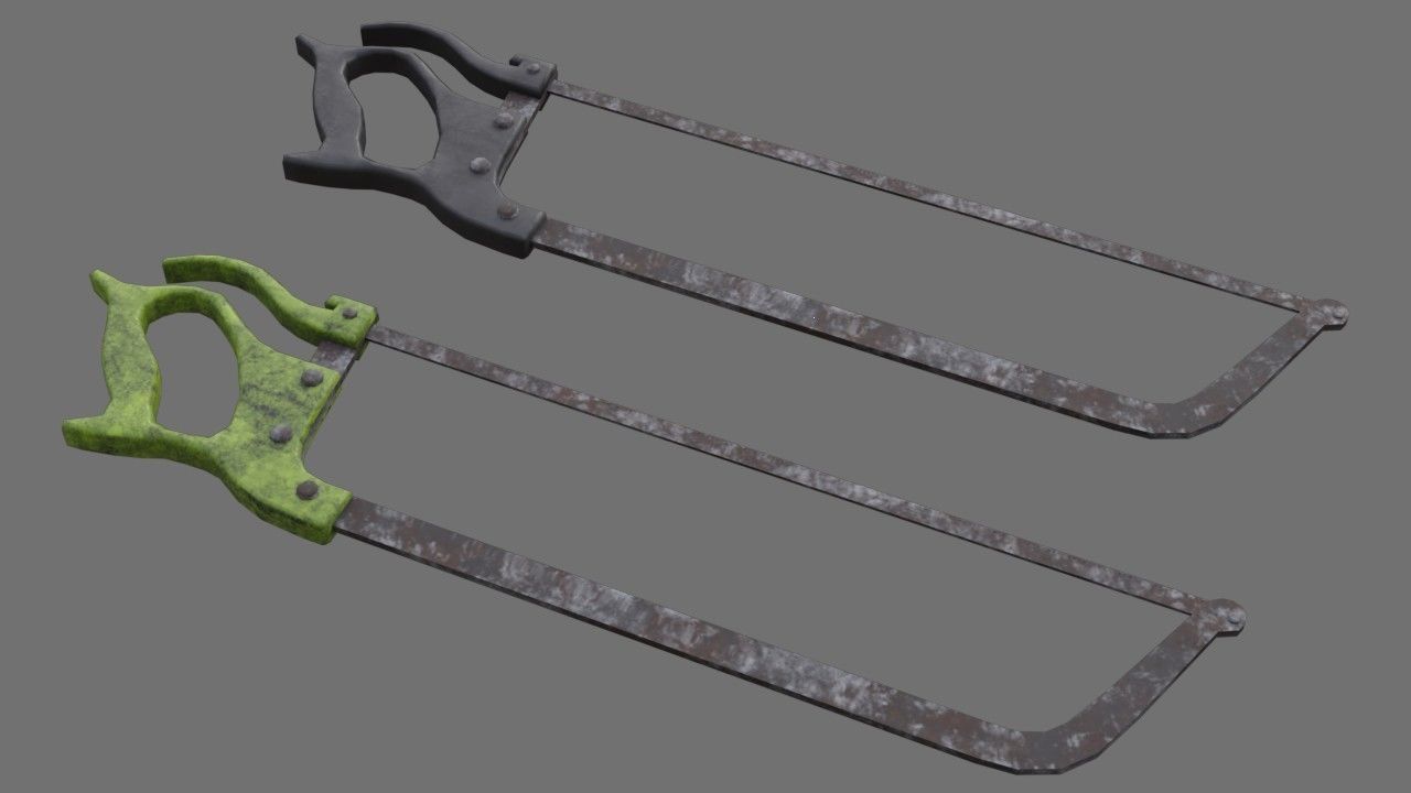 Butcher Hand Saw 1B Low-poly 3D model_1