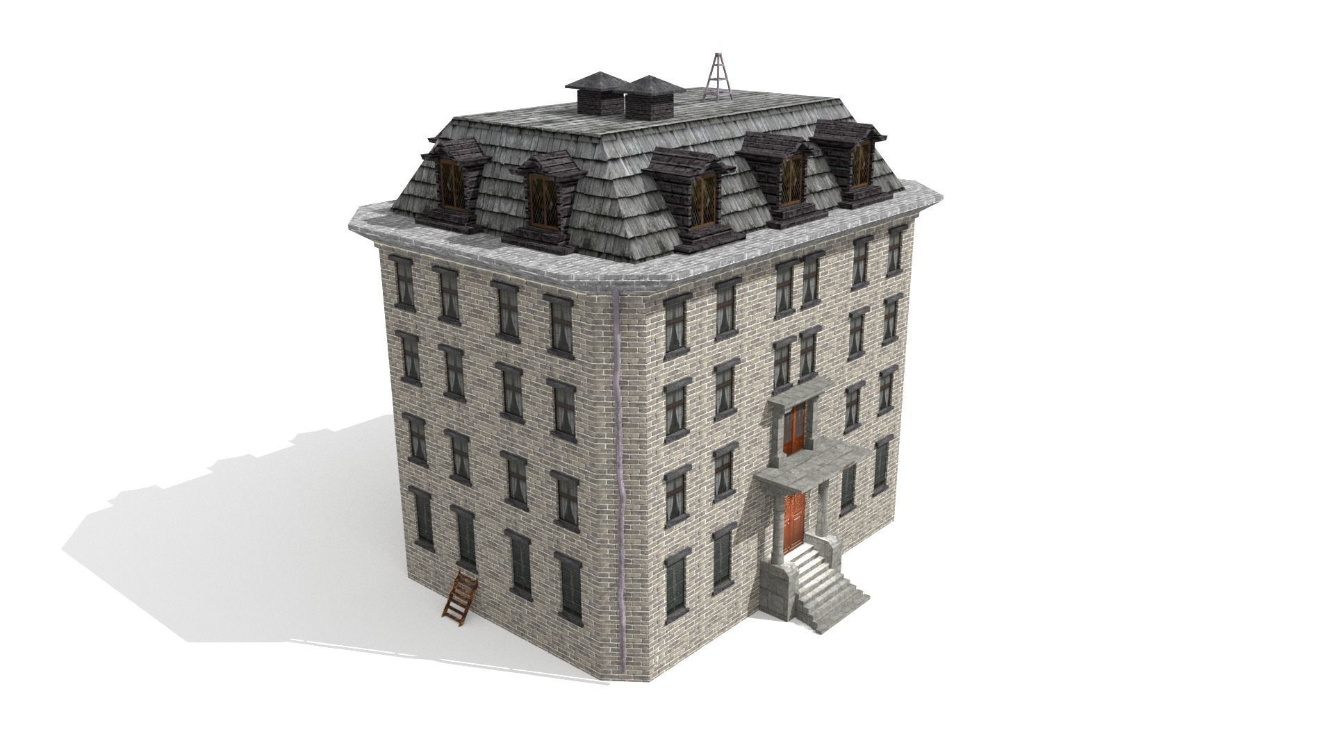 Asylum Buildings Pack Low-poly 3D model_3