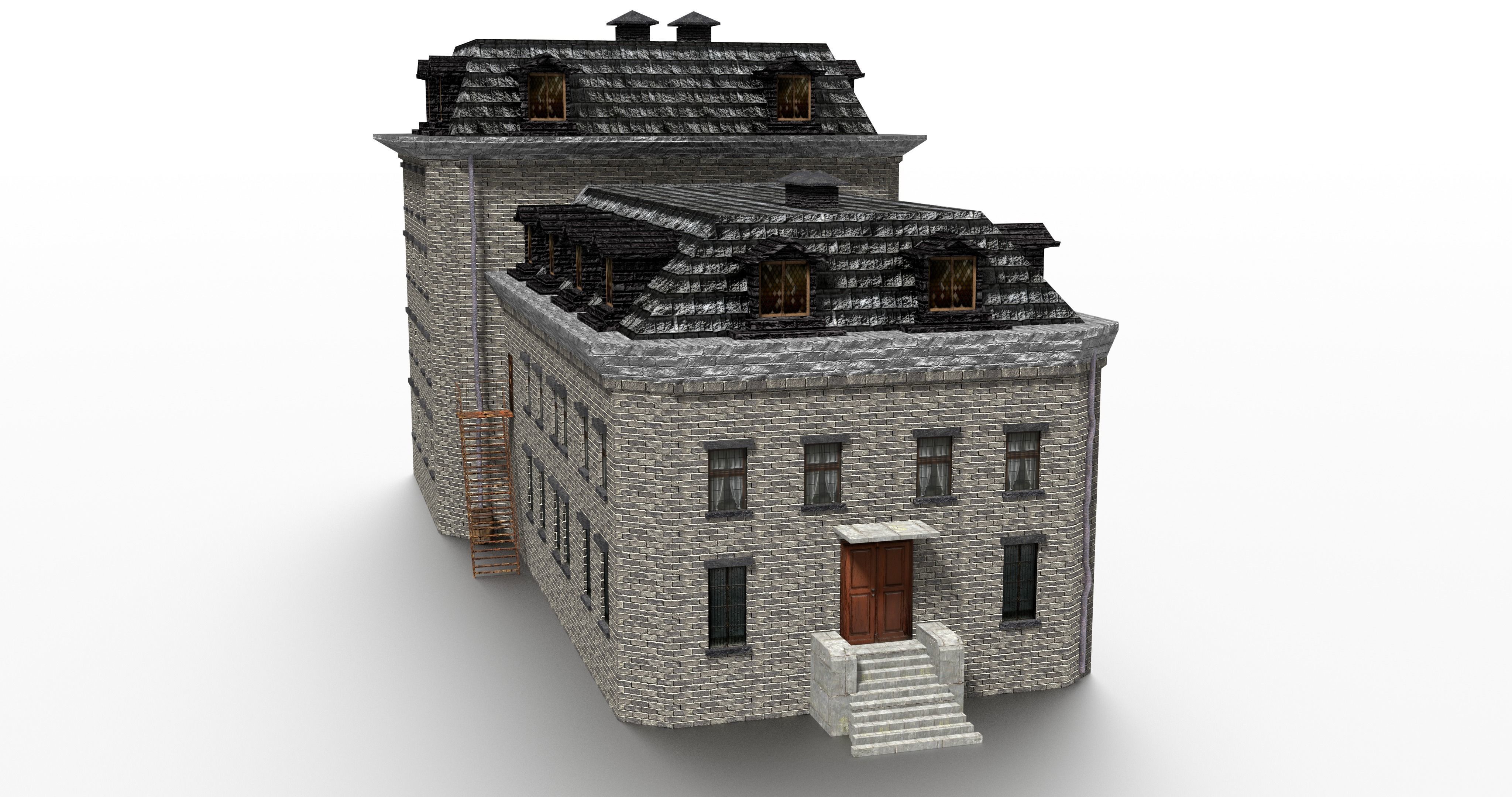 Asylum Buildings Pack Low-poly 3D model_33