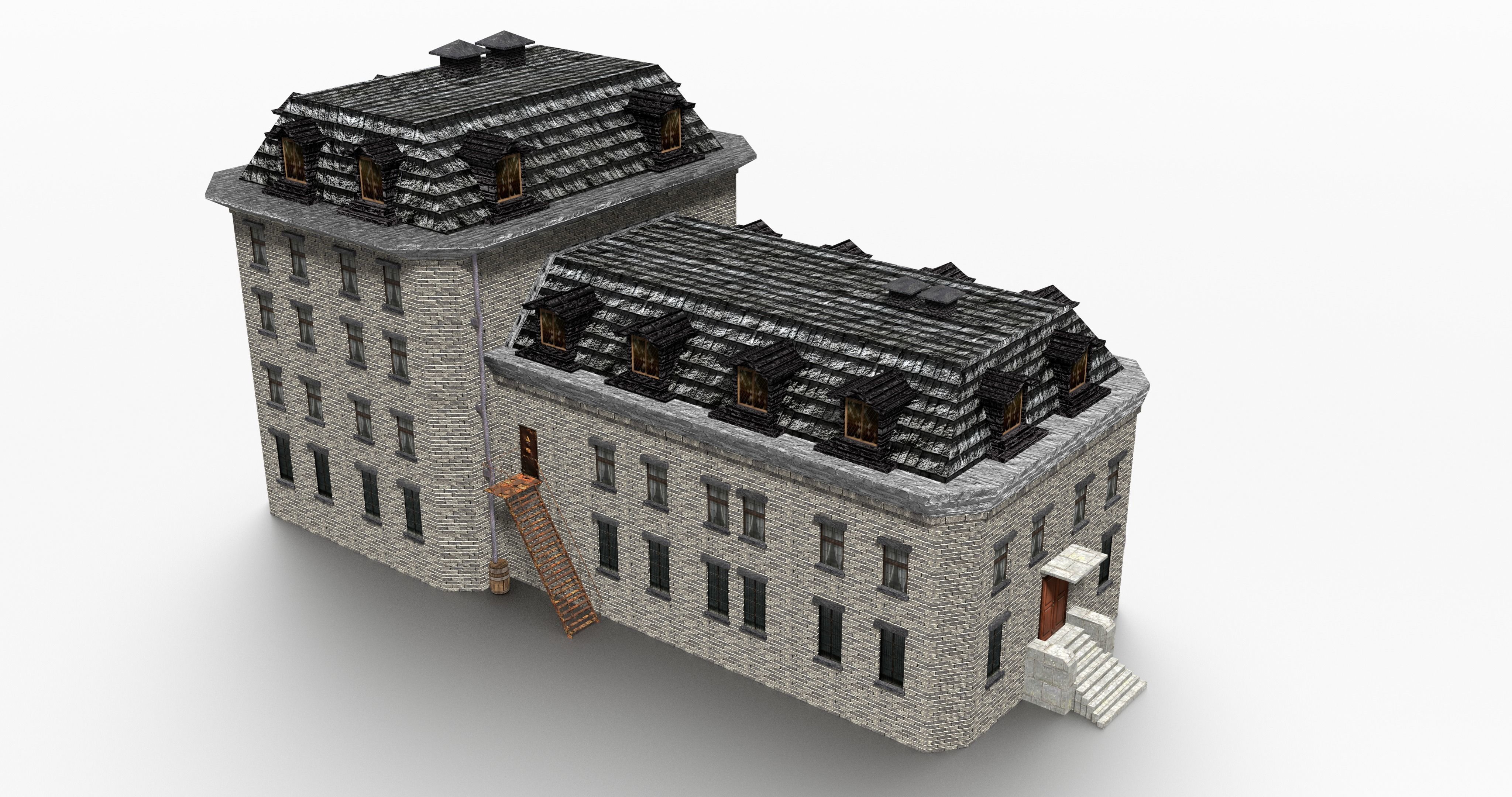 Asylum Buildings Pack Low-poly 3D model_2