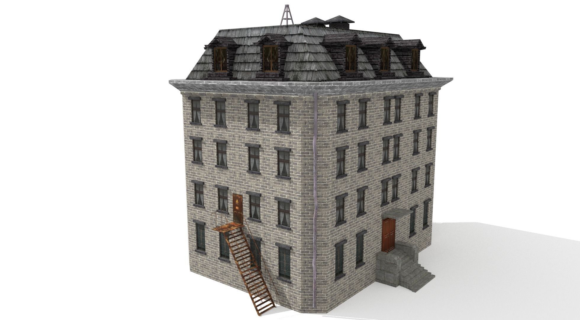 Asylum Buildings Pack Low-poly 3D model_31