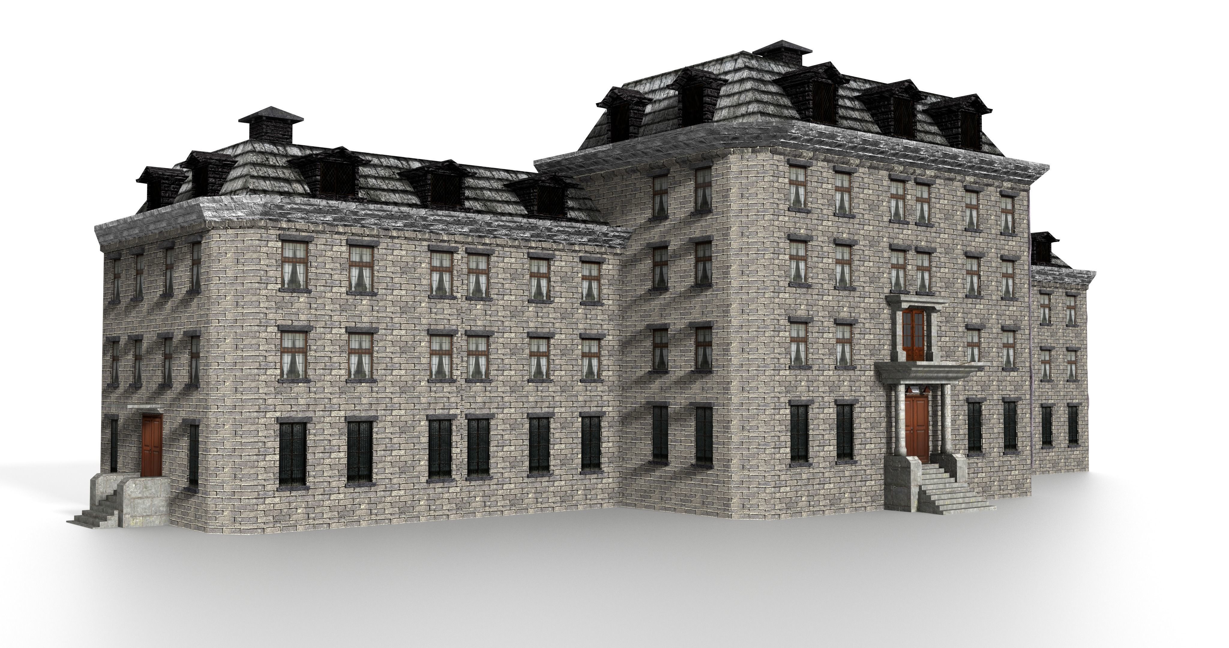 Asylum Buildings Pack Low-poly 3D model_25